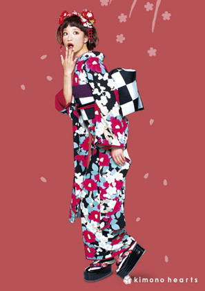 キモノハーツ_振袖_赤　黒